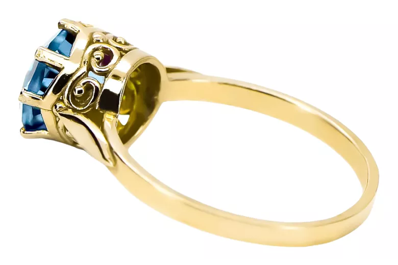 14K Yellow gold Aquamarine Ring Vintage vrc366y